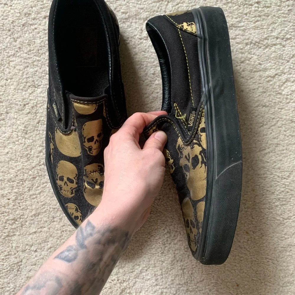 Vans Black and Gold Skull Flats - Picture 5 of 5